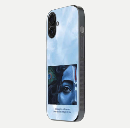 Spring Wing Garden Glass Case for iPhone 16 side-angle image showing shine, color, and pattern depth