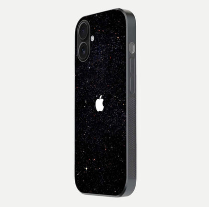 Starry Apple Galaxy Glass Case for iPhone 16 side-angle image showing gloss and star pattern detail