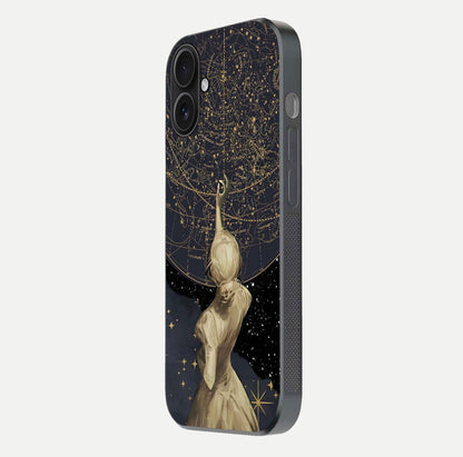 Taylor Swift Girl Glass Case for iPhone 16 side-angle image showing glossy surface and color tone