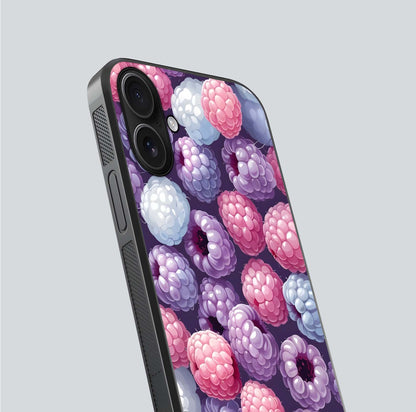 Berry Candy Pop Glass Case for iPhone 16 close-up shot revealing candy-style texture and reflective surface