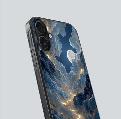 Celestial Cloud Road Glass Case for iPhone 16 close-up view showing road gradient and cloud reflection shine