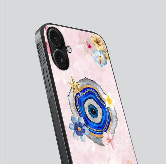 Divine Aura Bloom Glass Case for iPhone 16 close-up highlighting flower glow and reflection tone