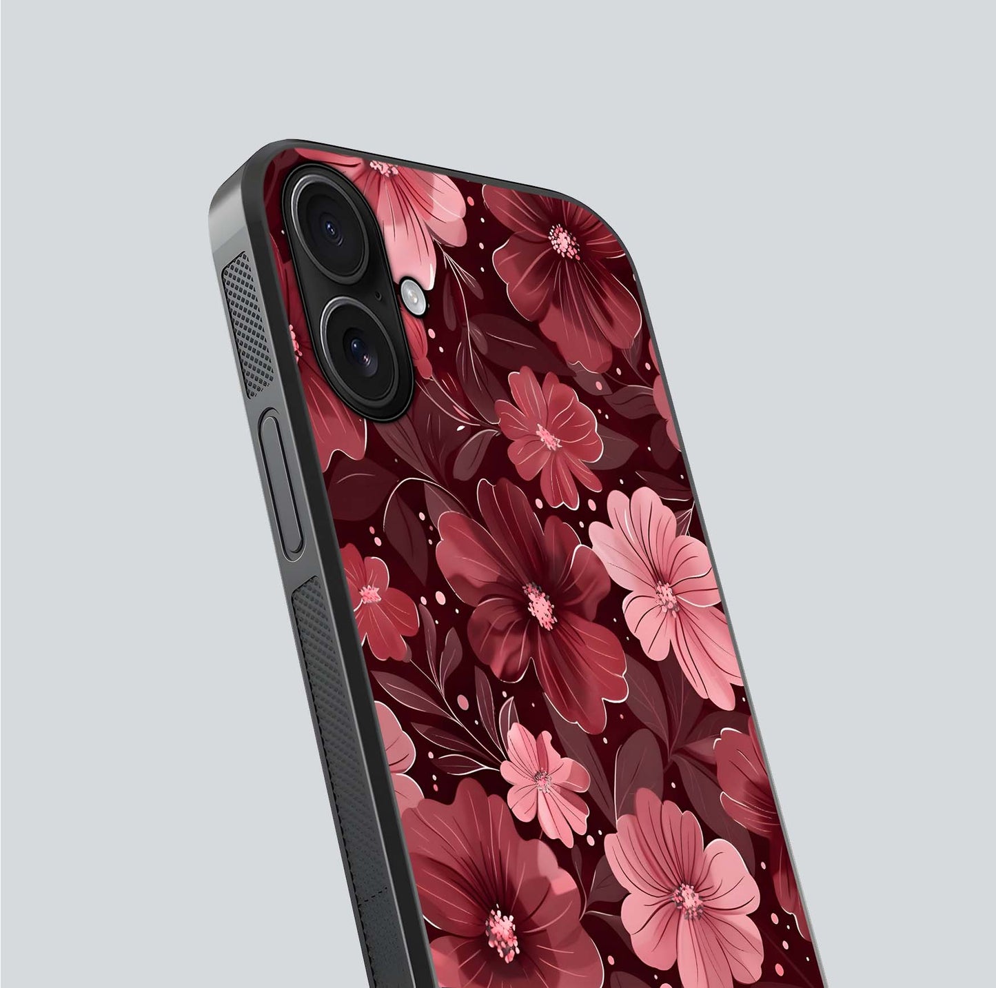 Flower Blush Bloom Glass Case for iPhone 16 close-up highlighting pastel tones and reflection clarity