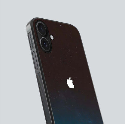 Green Emerald Apple Logo Glass Case for iPhone 16 close-up angled shot showing color depth and reflection clarity