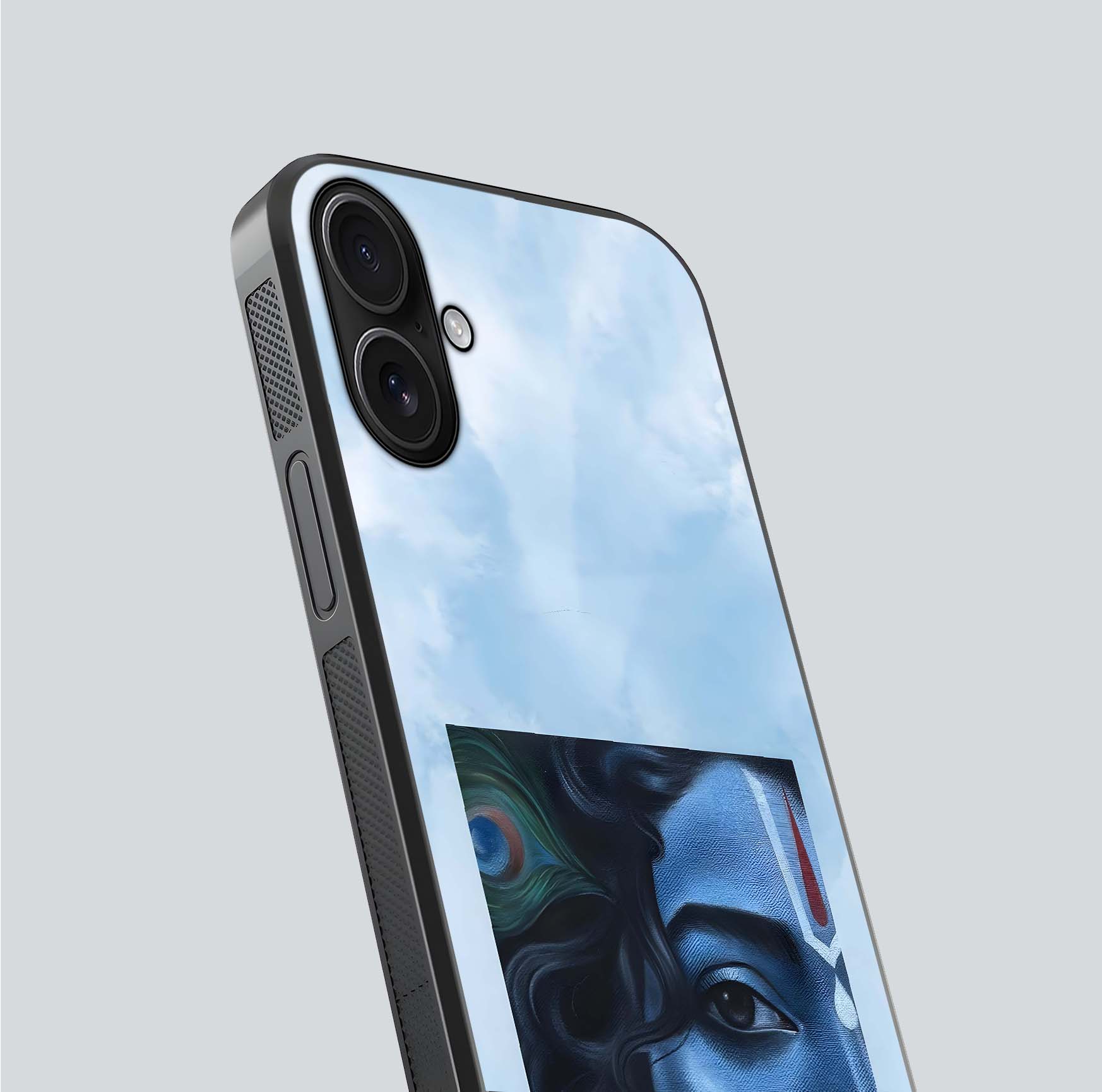 Spring Wing Garden Glass Case for iPhone 16 close-up angled shot highlighting petal details and reflection