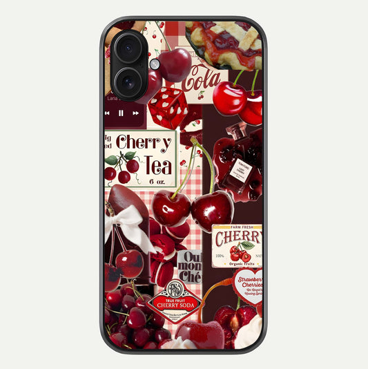 Aesthetic Cherry Tea Glass Case For iPhone 16 Pro by Custom World