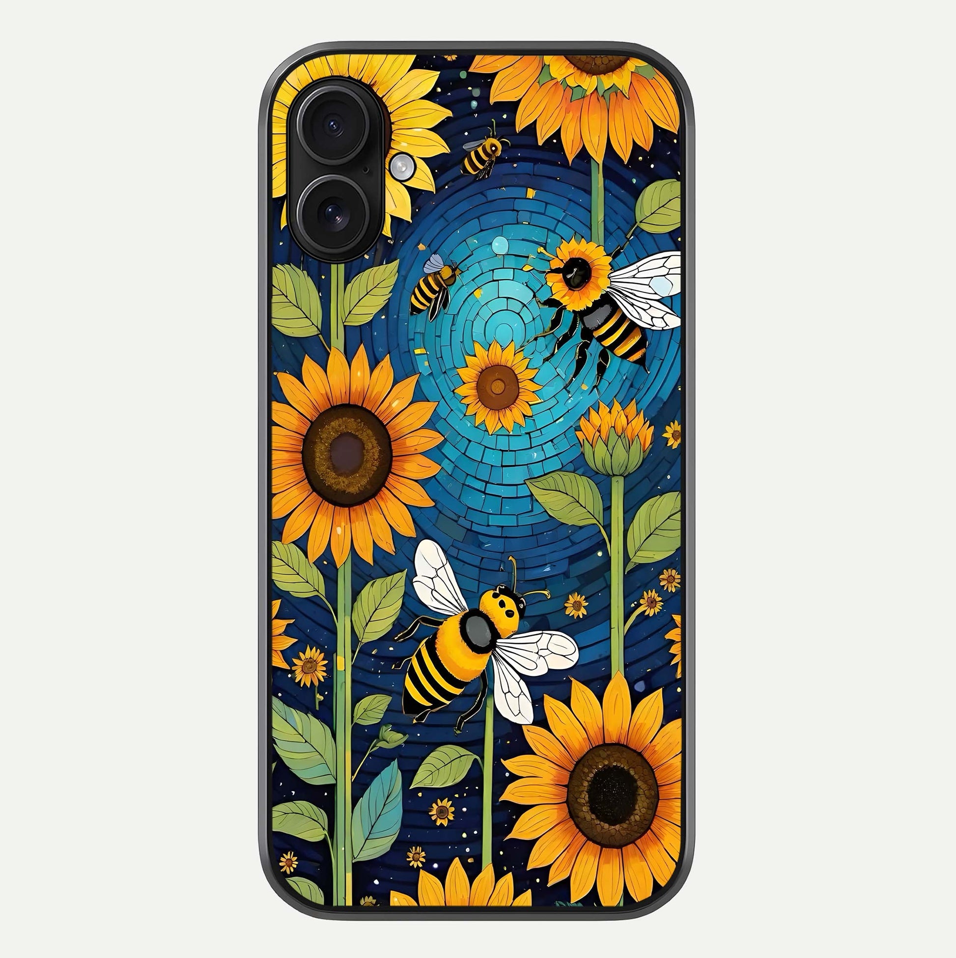 Bees & Sunflowers Glass Case For iPhone 16 Pro by Custom World