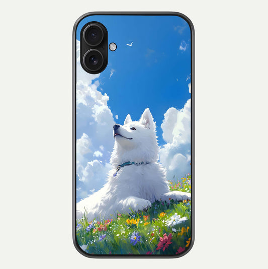 Blissful Cloud Pup Glass Case For iPhone 16 Pro by Custom World
