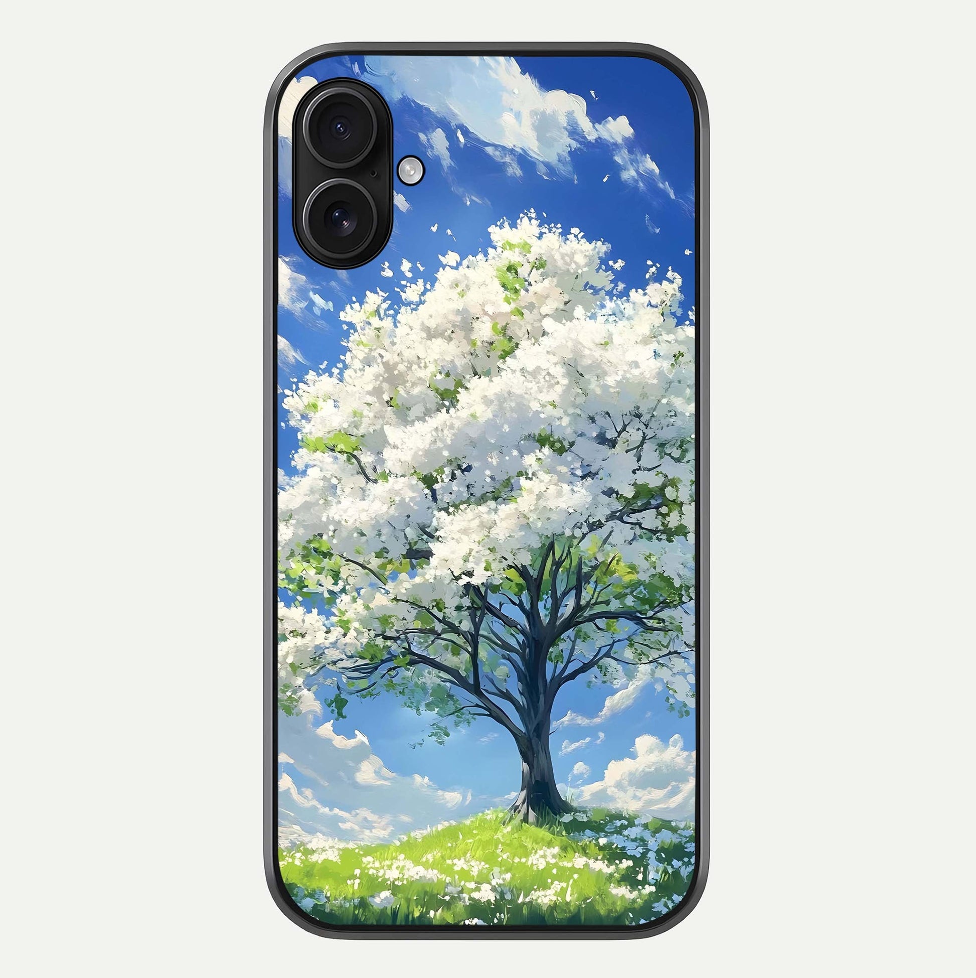 Blossom Sky Serenity Glass Case For iPhone 16 Plus by Custom World