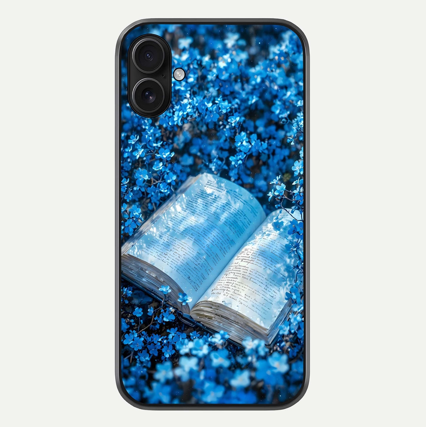 Blue Bloom Tales Glass Case For iPhone 16 Pro by Custom World