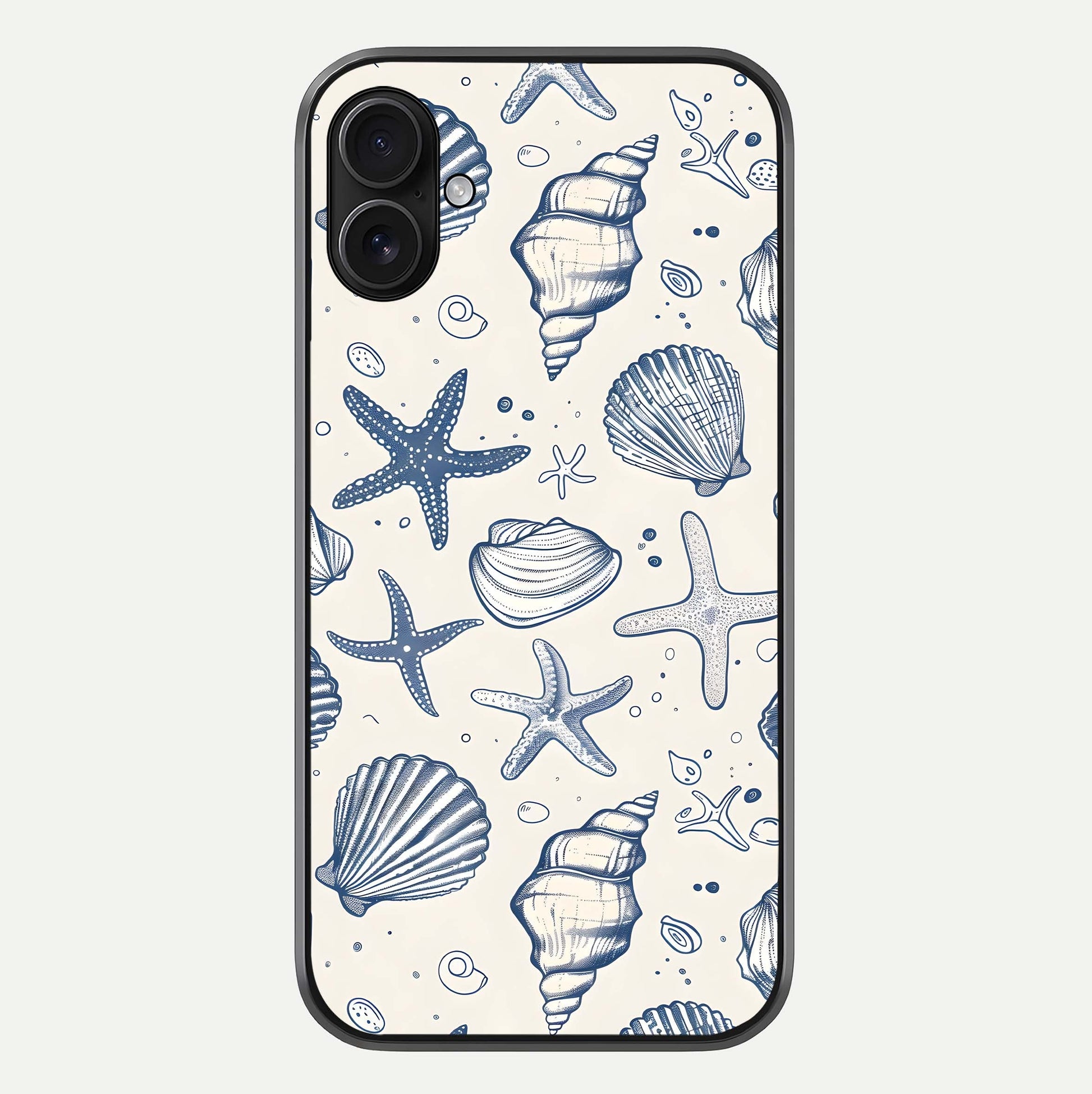 Blue Ocean Outline Glass Case For iPhone 16 Plus by Custom World