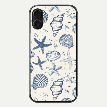 Blue Ocean Outline Glass Case For iPhone 16 Plus by Custom World