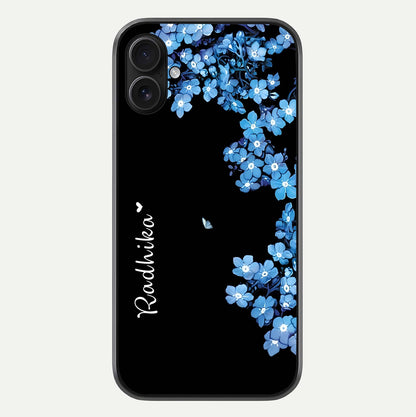 Blue Petal Dream Custom Name Glass Case For iPhone 16 Plus by Custom World