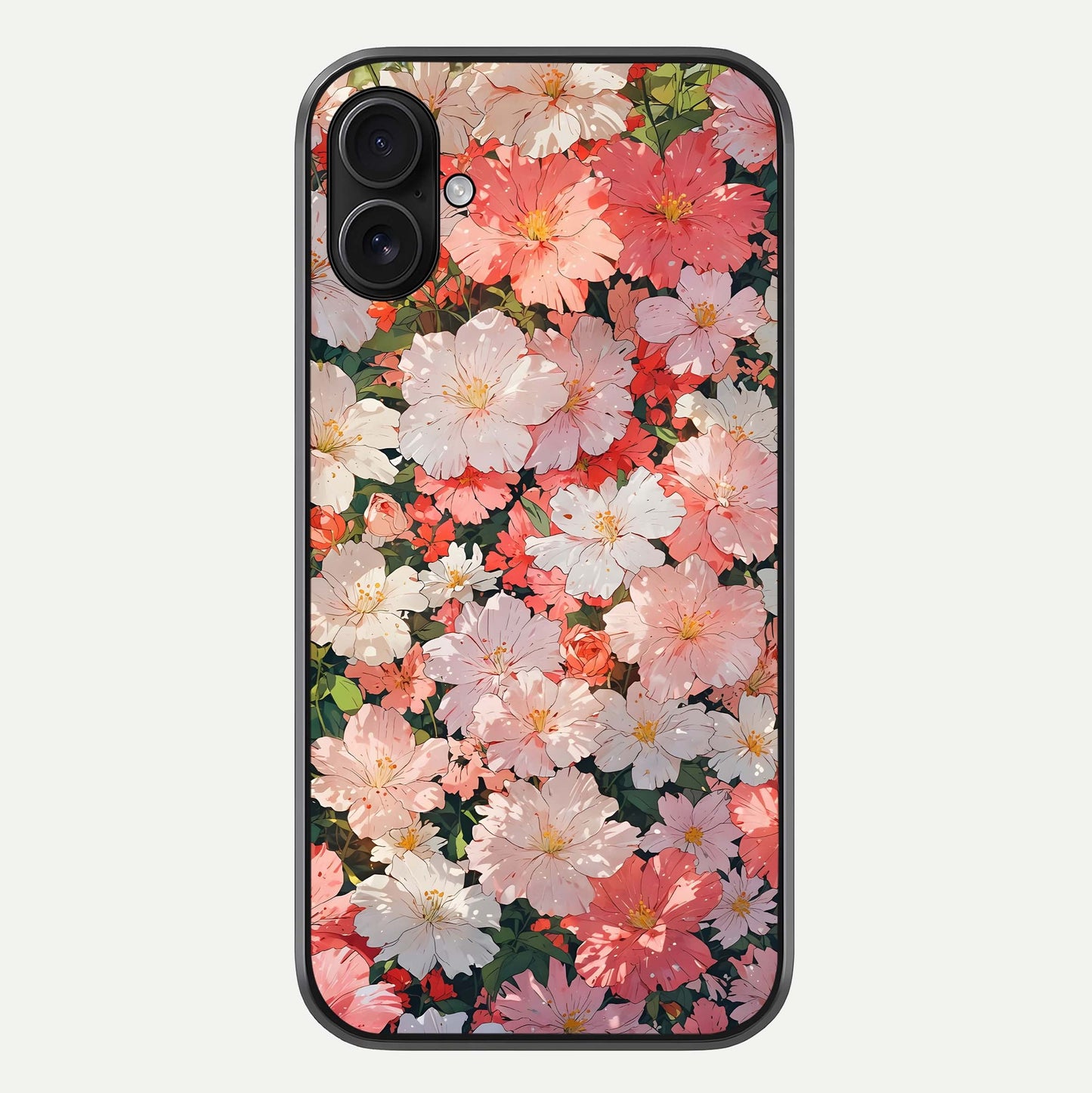 Blush Bloom Field Glass Case For iPhone 16 Plus by Custom World