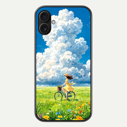 Breezy Meadow Ride Glass Case For iPhone 16 Plus by Custom World