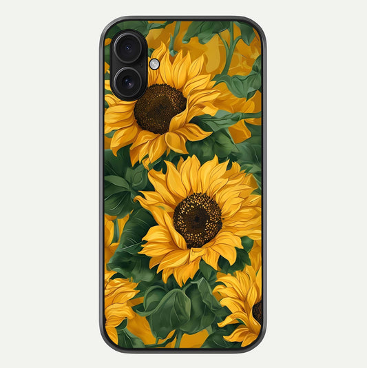 Bright Sunflower Bloom Glass Case For iPhone 16 Plus by Custom World