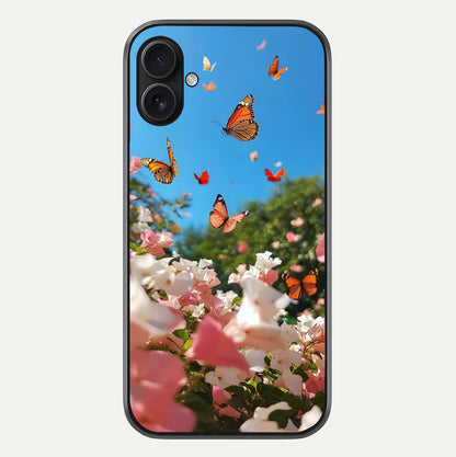 Butterflies In Bloom Sky Glass Case For iPhone 16 Plus by Custom World