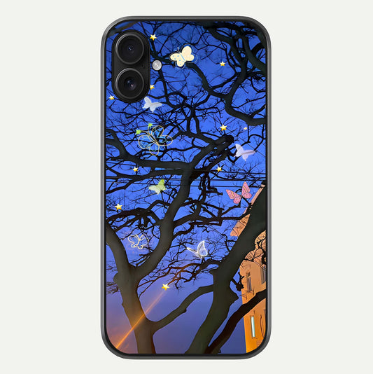 Butterfly Night Magic Glass Case For iPhone 16 Plus by Custom World