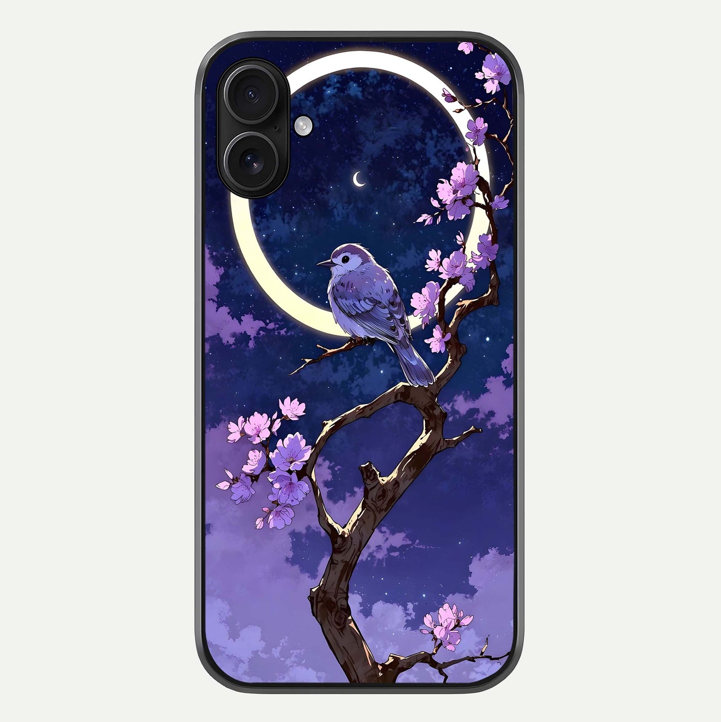 Celestial Bird Blossom Glass Case For iPhone 16 Plus by Custom World