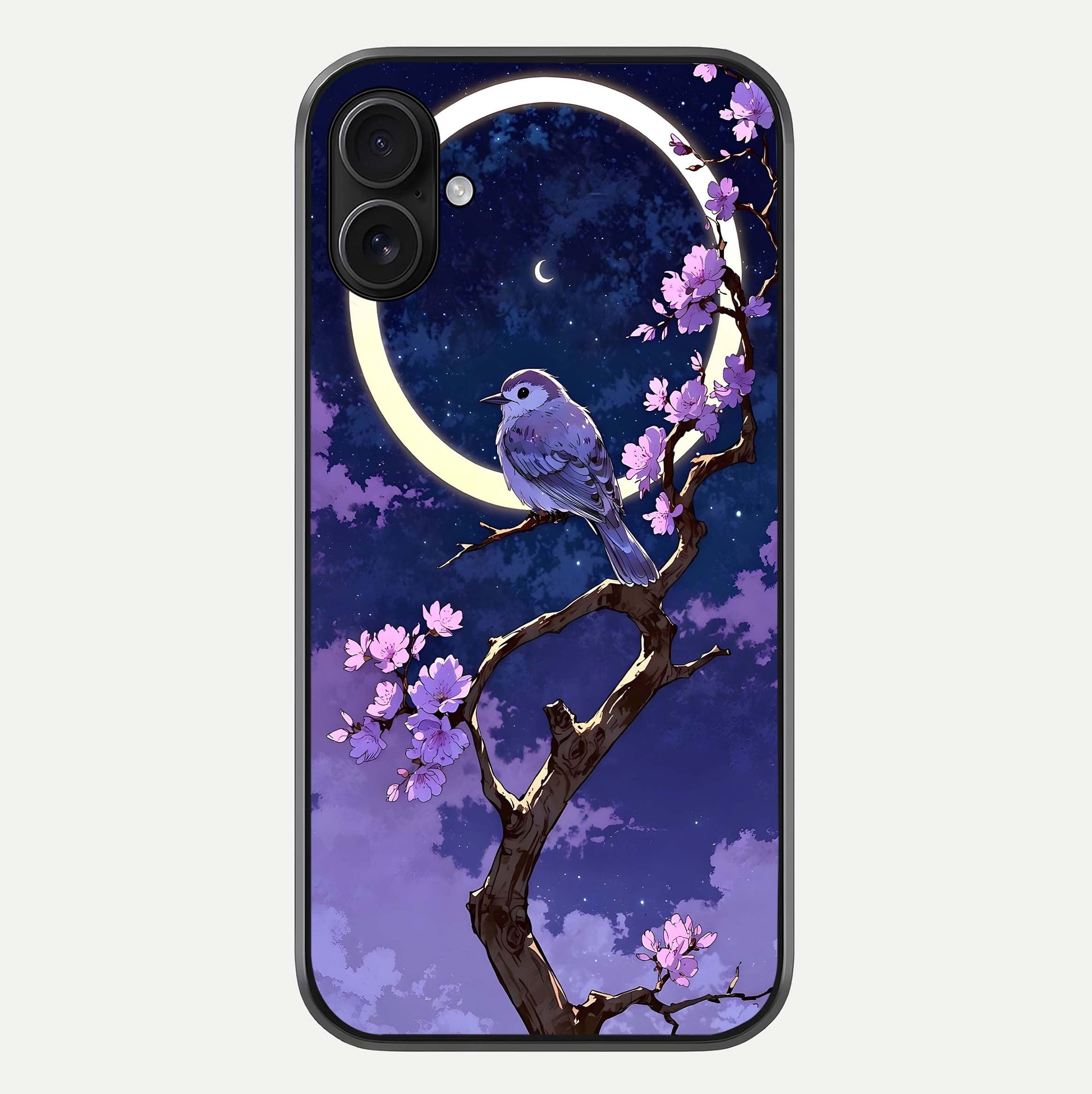 Celestial Bird Blossom Glass Case For iPhone 16 Plus by Custom World