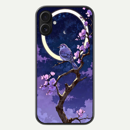 Celestial Bird Blossom Glass Case For iPhone 16 Plus by Custom World
