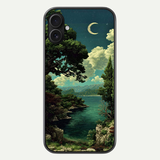 Celestial Lake Peace Glass Case For iPhone 16 Plus by Custom World