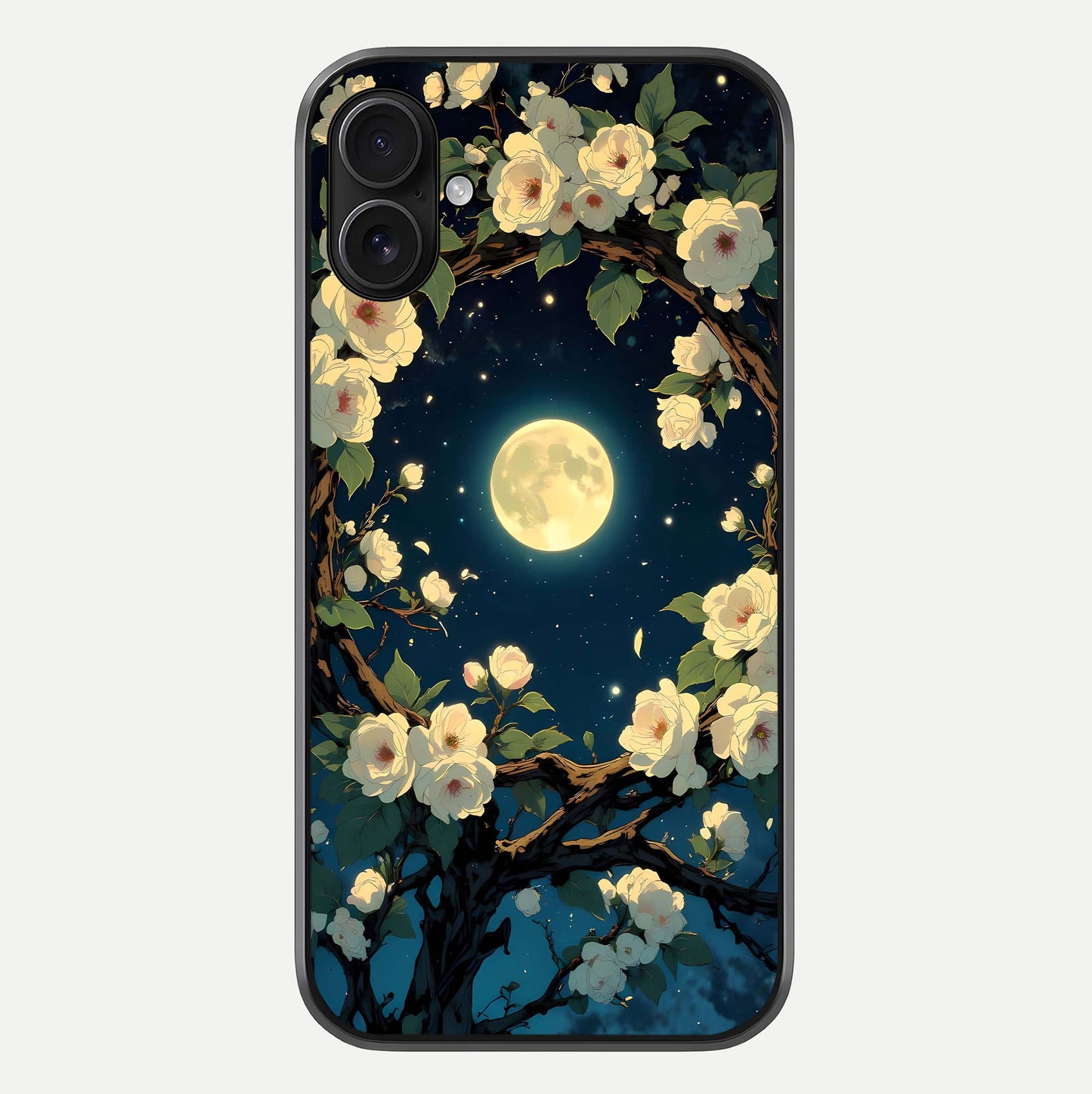Celestial Moon & Flower Glass Case For iPhone 16 Plus by Custom World