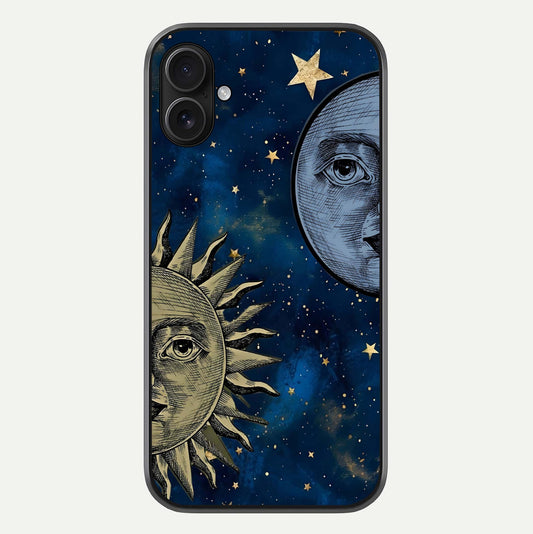 Celestial Moon With Sun Glass Case For iPhone 16 Plus by Custom World