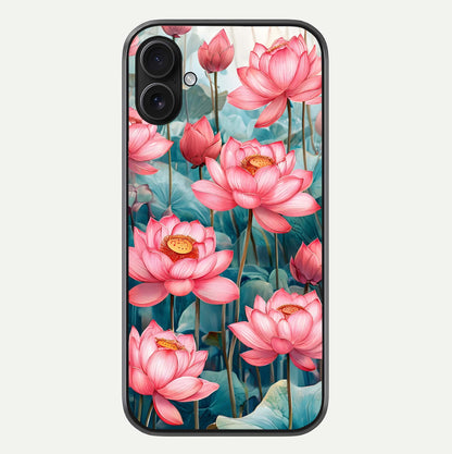 Celestial Pink Lotus Glass Case For iPhone 16 Plus by Custom World
