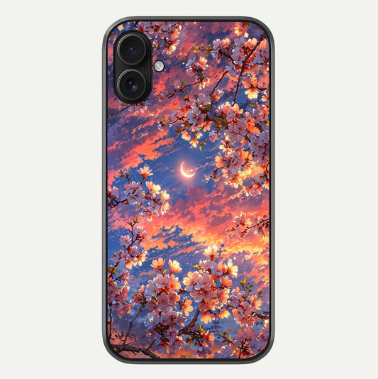 Celestial Sakura Sunset Glass Case For iPhone 16 Plus by Custom World
