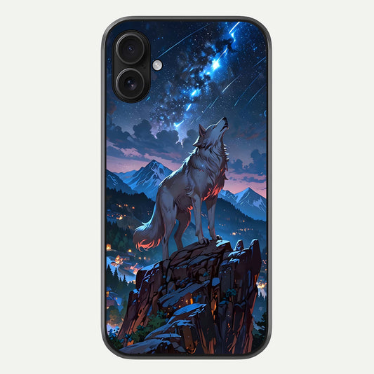 Celestial Wolf Howl Glass Case For iPhone 16 Plus by Custom World