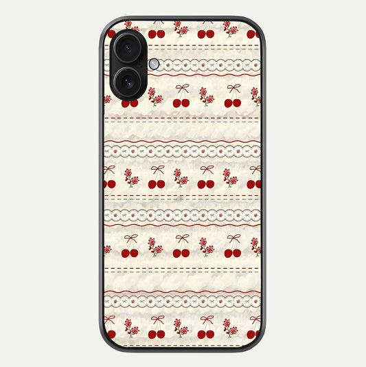 Cherry Bloom Charm Glass Case For iPhone 16 Plus by Custom World