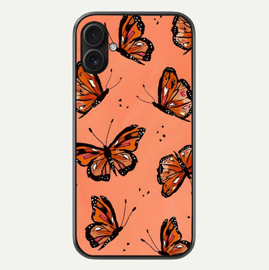 Coral Wing Butterfly Glass Case For iPhone 16 Plus by Custom World