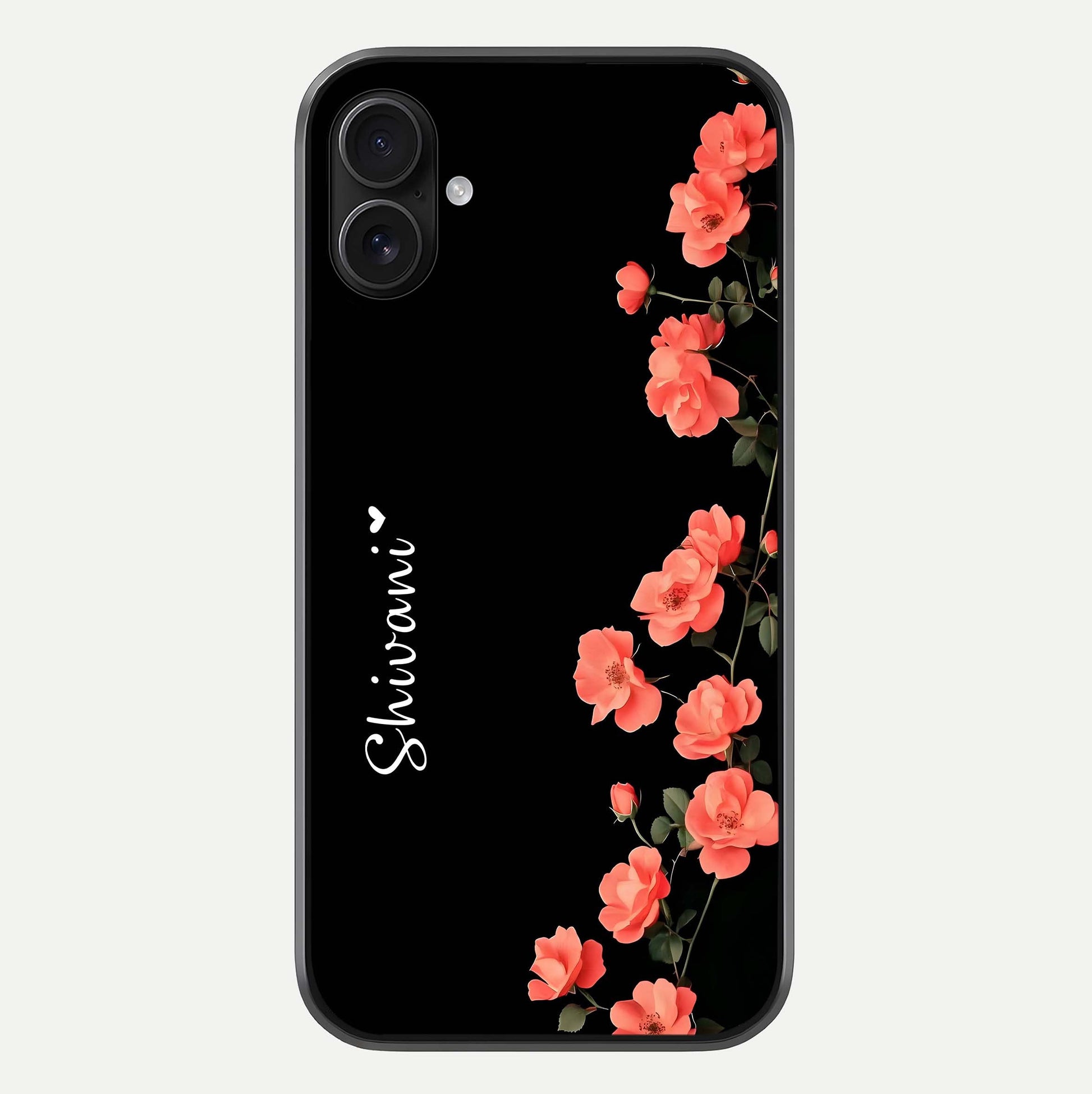 Crimson Bloom Grace Custom Name Glass Case For iPhone 16 Plus by Custom World