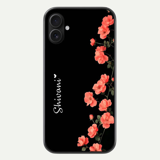 Crimson Bloom Grace Custom Name Glass Case For iPhone 16 Plus by Custom World