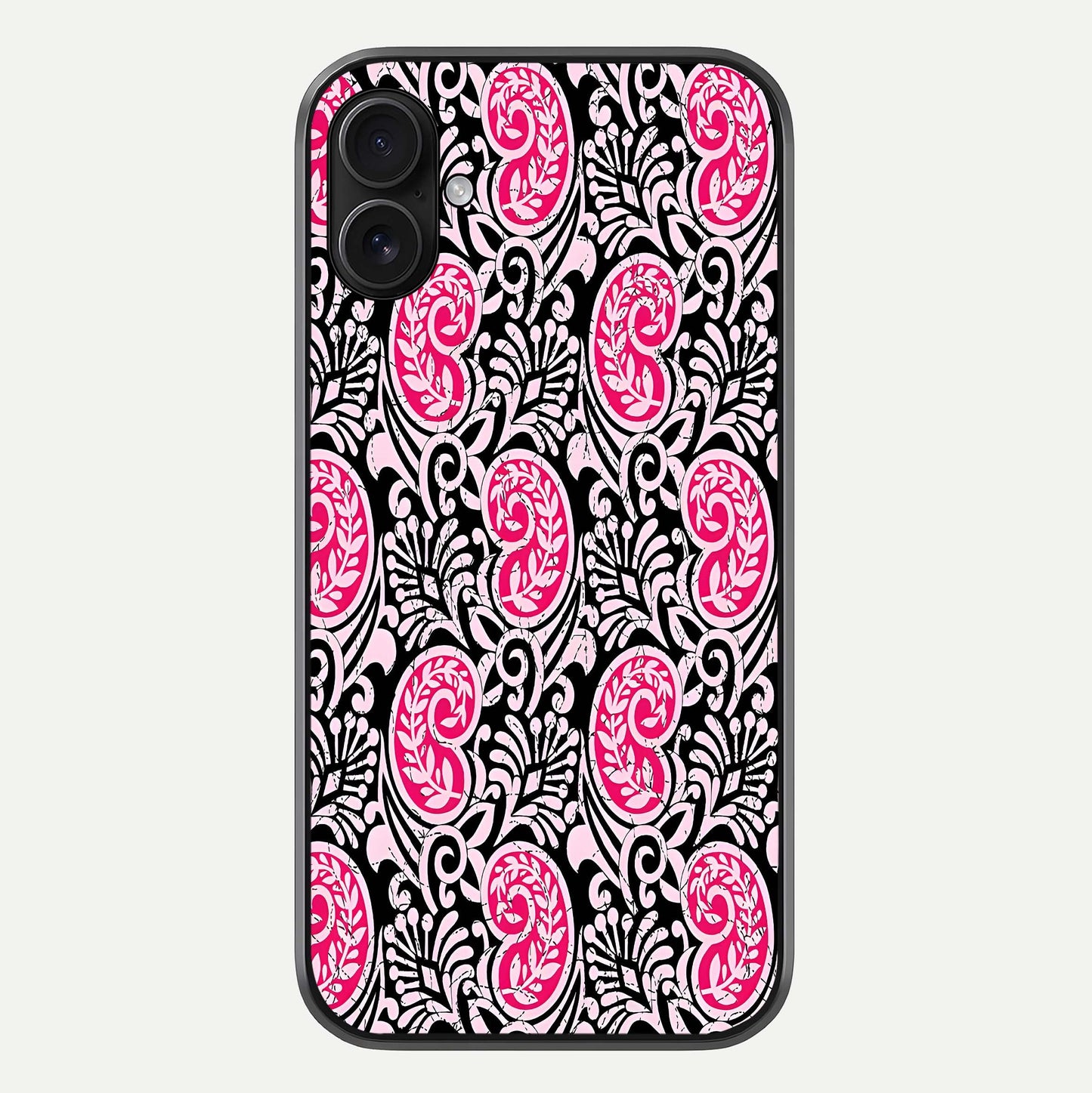Crimson Paisley Charm Glass Case For iPhone 16 Plus by Custom World