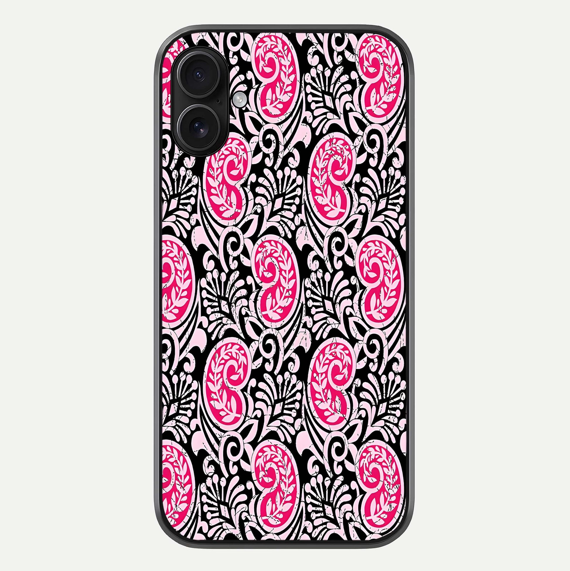 Crimson Paisley Charm Glass Case For iPhone 16 Plus by Custom World