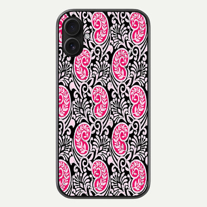 Crimson Paisley Charm Glass Case For iPhone 16 Plus by Custom World