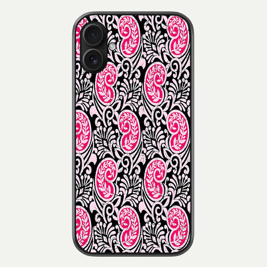 Crimson Paisley Charm Glass Case For iPhone 16 Plus by Custom World
