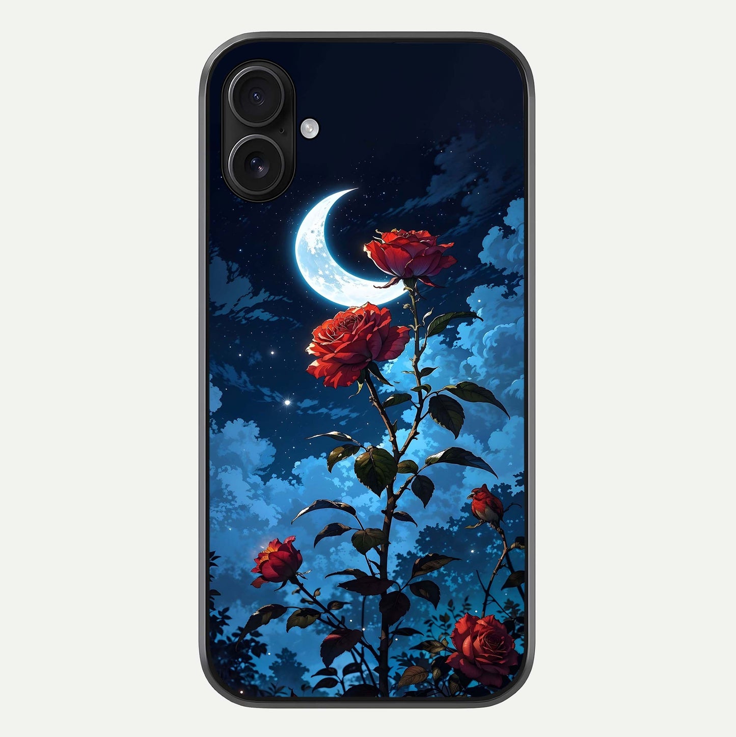 Crimson Rose Moon Glass Case For iPhone 16 Plus by Custom World