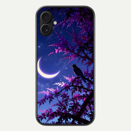 Crow & Moon Scenery Glass Case For iPhone 16 Plus by Custom World