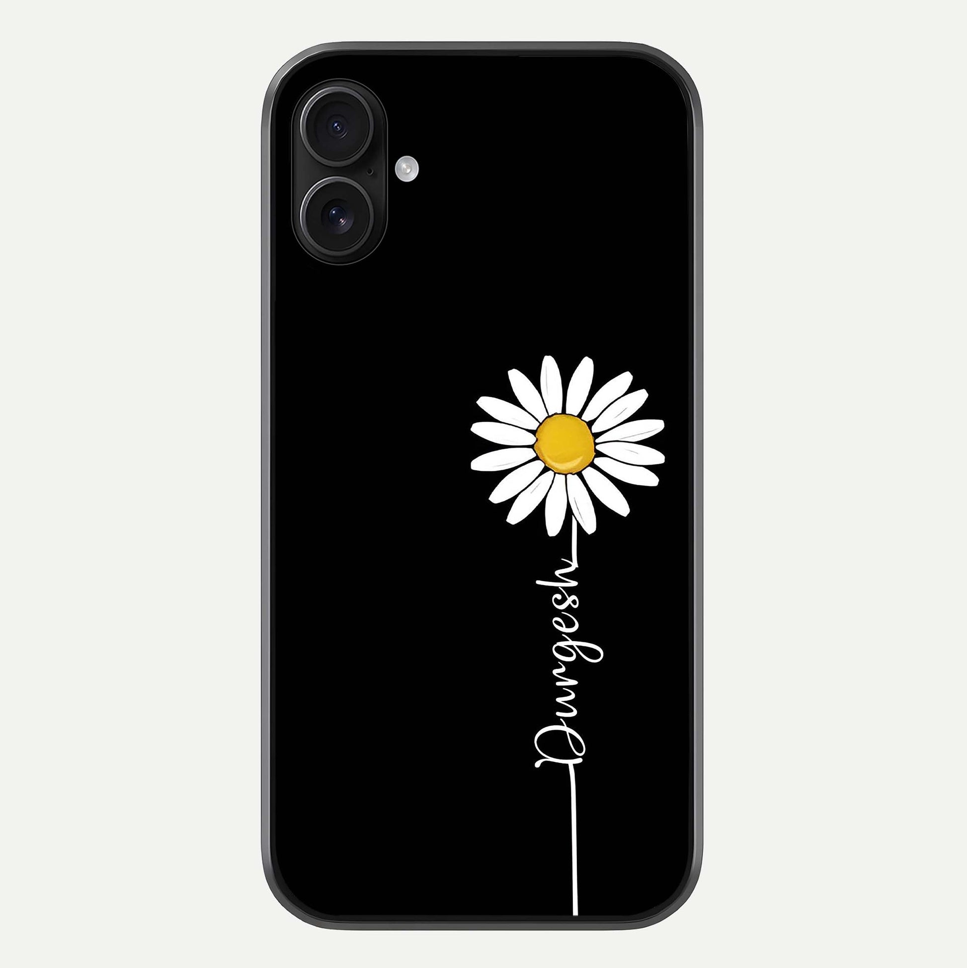 Custom Name White Flower Glass Case For iPhone 16 Plus by Custom World