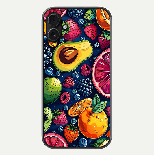 Cute Fruits Art Glass Case For iPhone 16 Plus by Custom World