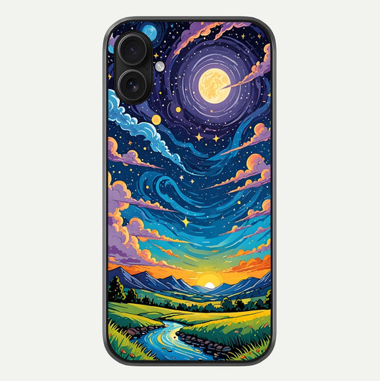 Dreamy Night Landscape Glass Case For iPhone 16 Plus by Custom World