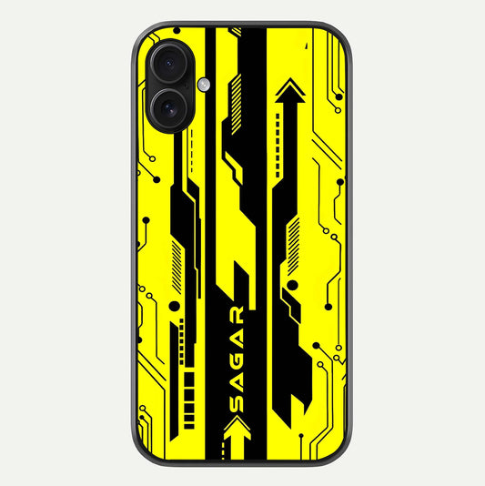 Electric Pulse CYBERPUNK Custom Name Glass Case For iPhone 16 Plus by Custom World
