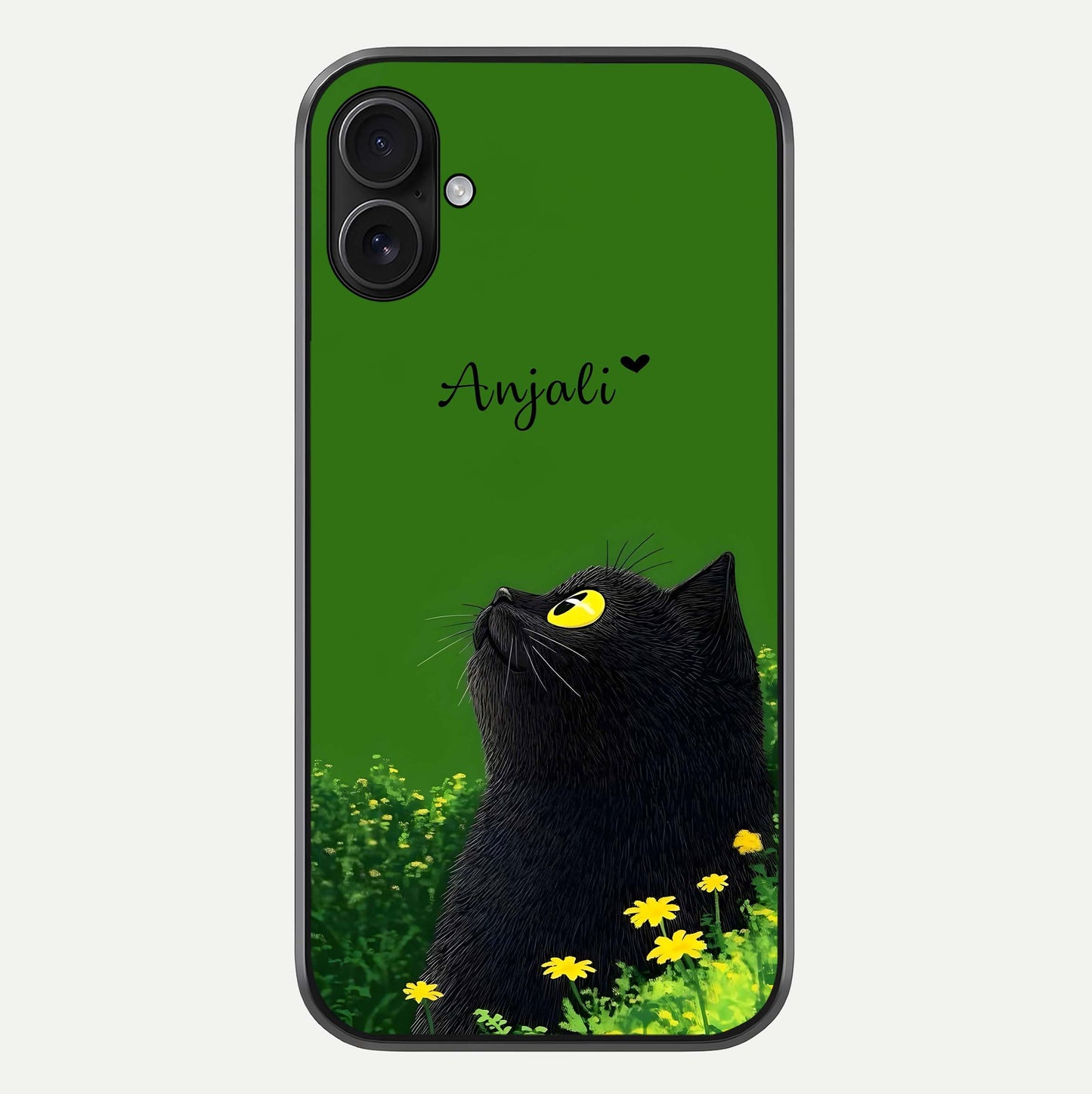 Emerald Cat Custom Name Glass Case For iPhone 16 Plus by Custom World