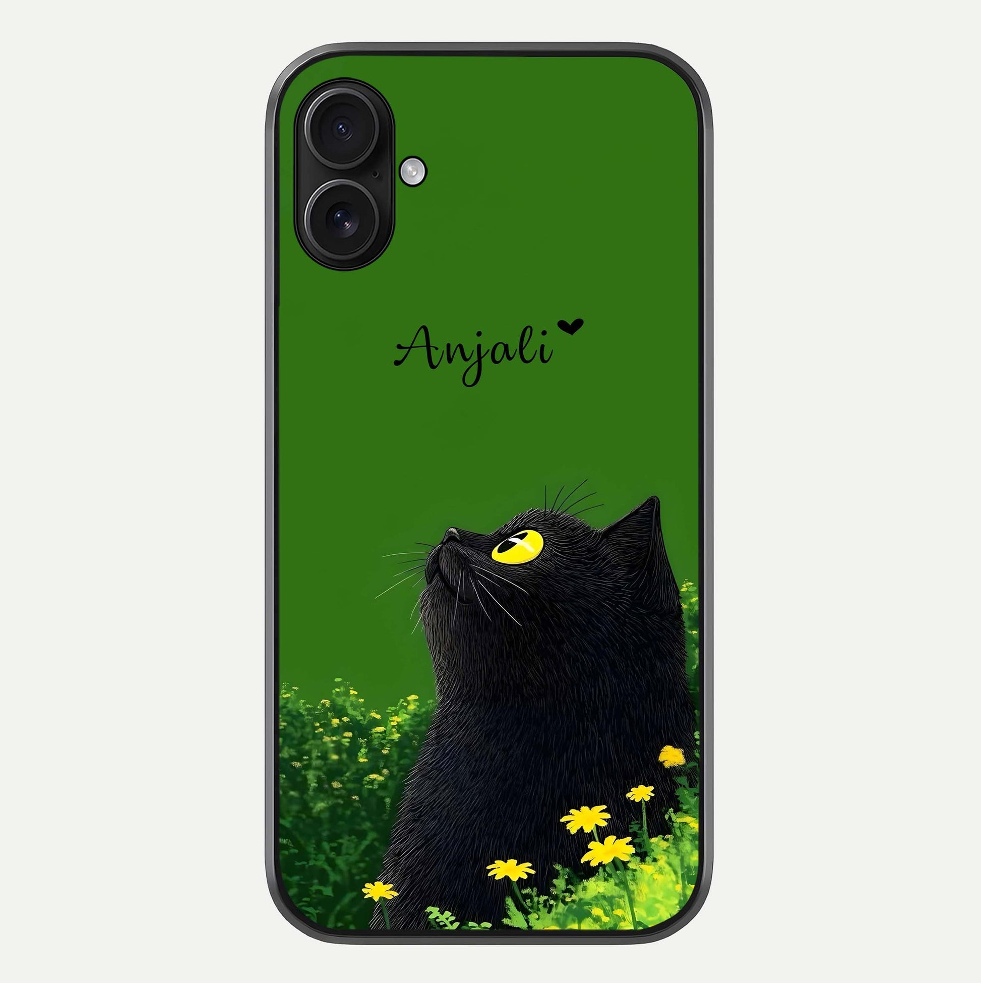 Emerald Cat Custom Name Glass Case For iPhone 16 Plus by Custom World