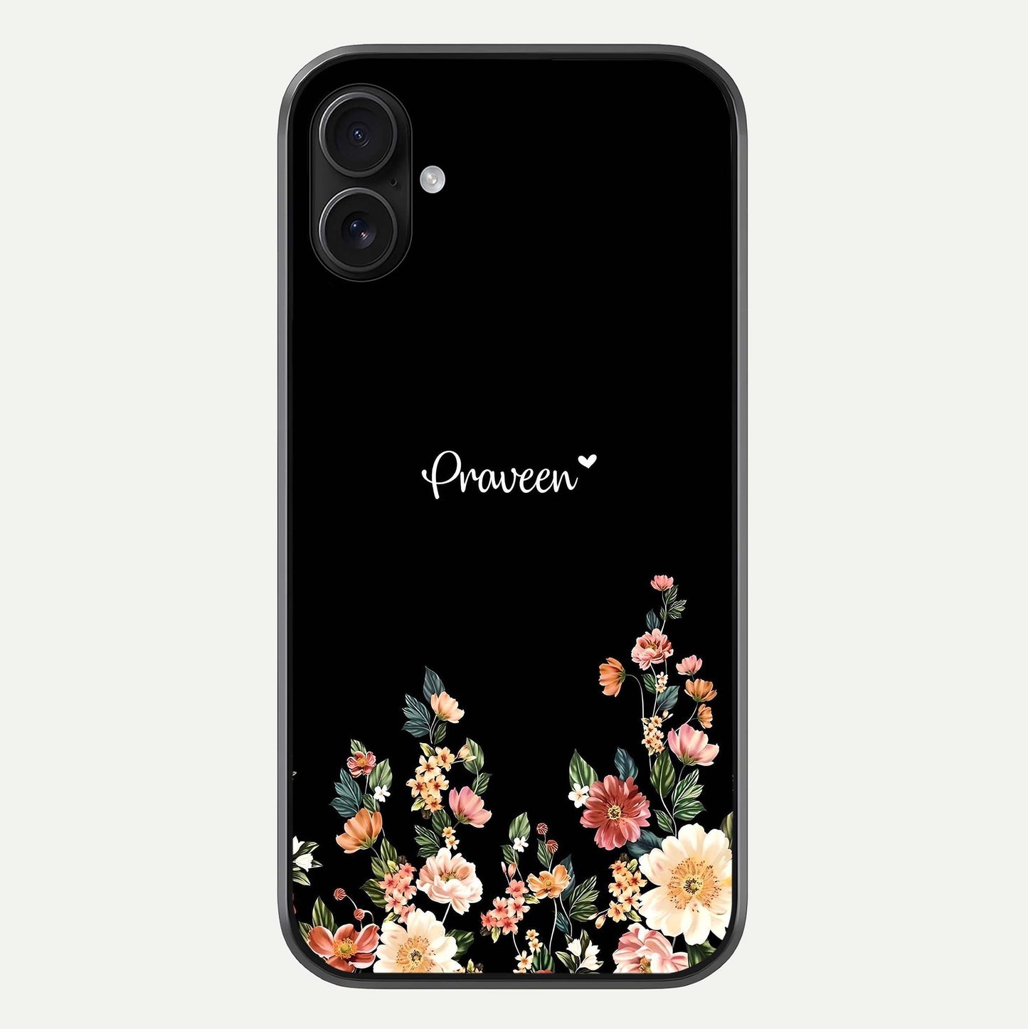 Floral Design Personalized Custom Name Glass Case For iPhone 16 Plus by Custom World