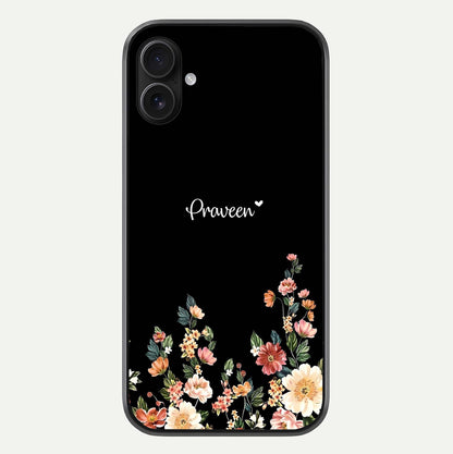 Floral Design Personalized Custom Name Glass Case For iPhone 16 Plus by Custom World