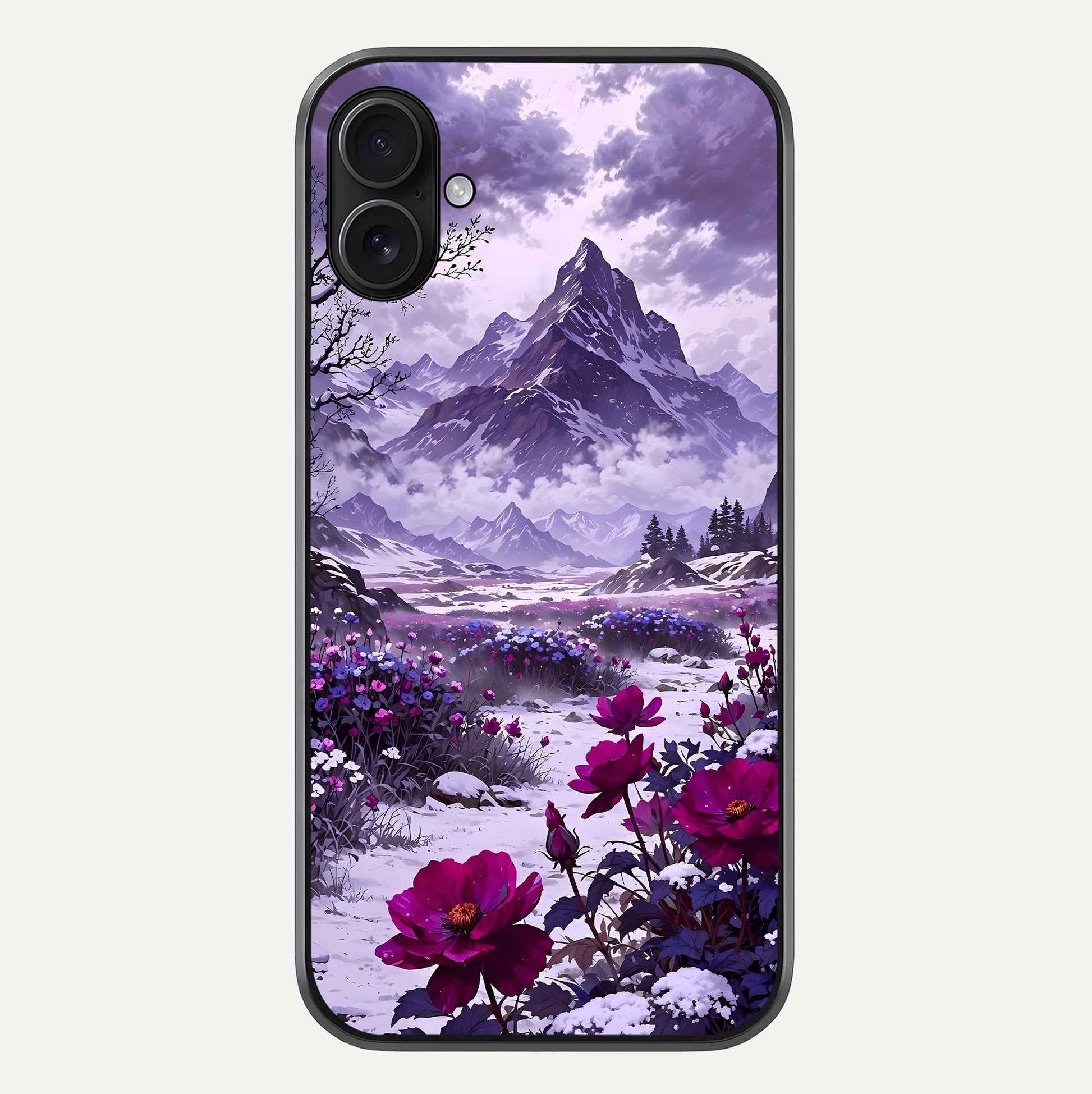Flower Mountain View Glass Case For iPhone 16 Plus by Custom World